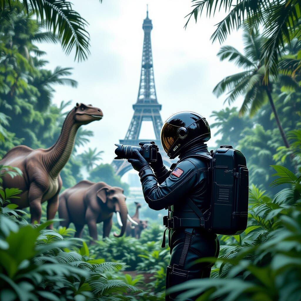 Eiffel Tower Jungle with Astronaut Photographer