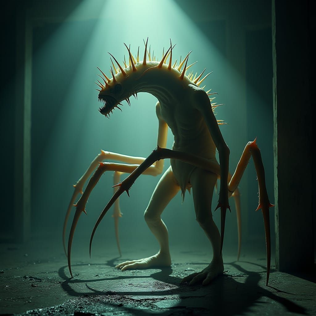 Eldritch Horror Creature with Spiky Body in Live-Action