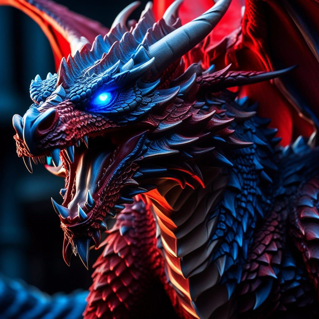 Fierce Gargoyle Dragon with Glowing Eyes