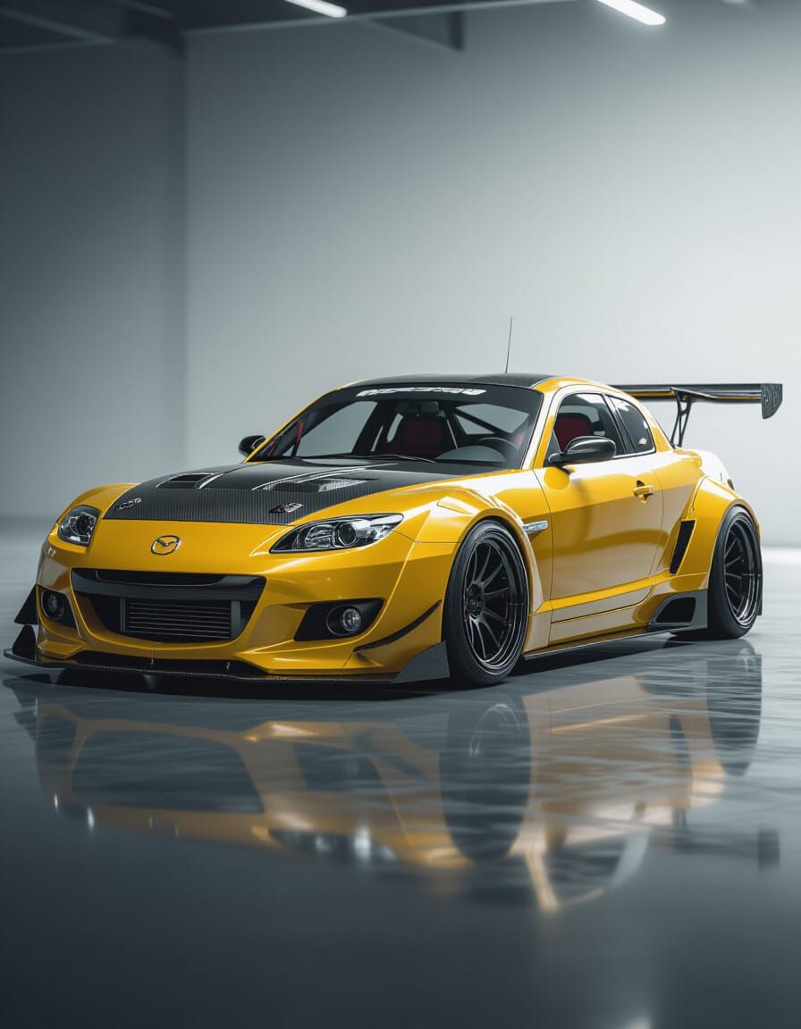 Modified Mazda RX-8 Sports Car in Metallic Yellow