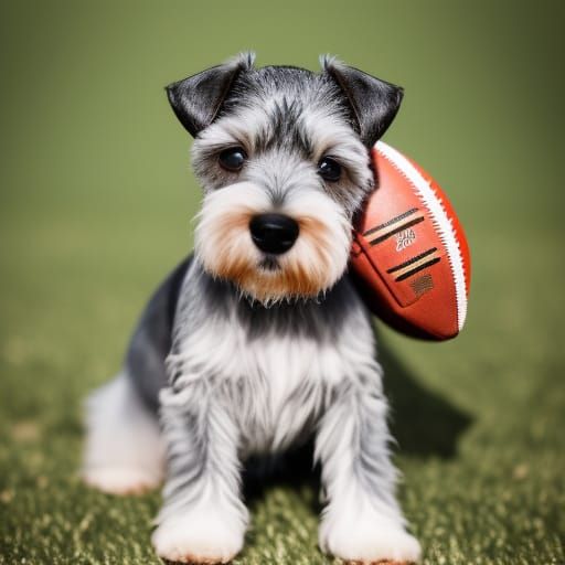 Schnauzer Puppy Ready for Football, Professional Photo