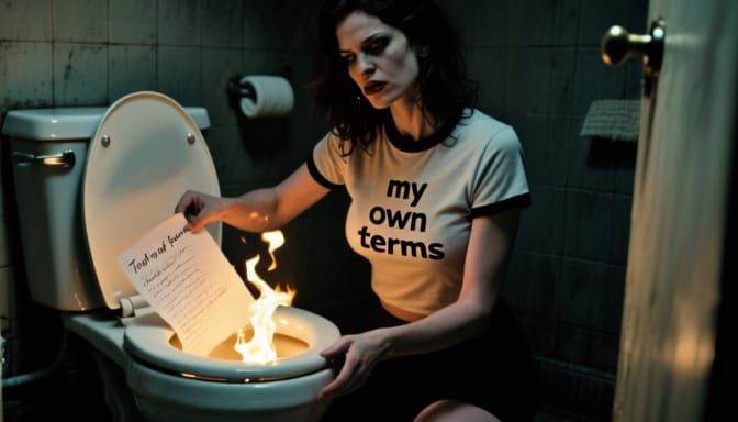 Woman Rejects Terms of Service in Gritty Film Style