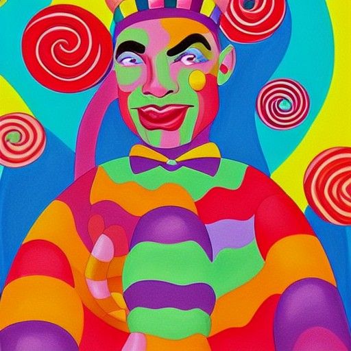 Vibrant Candyman Portrait in Gouache Style