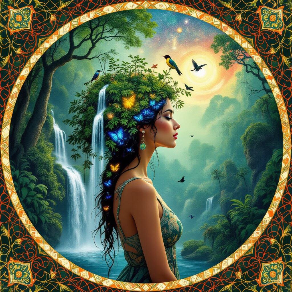 Rainforest Hair: A Bio-Art Surrealist Vision