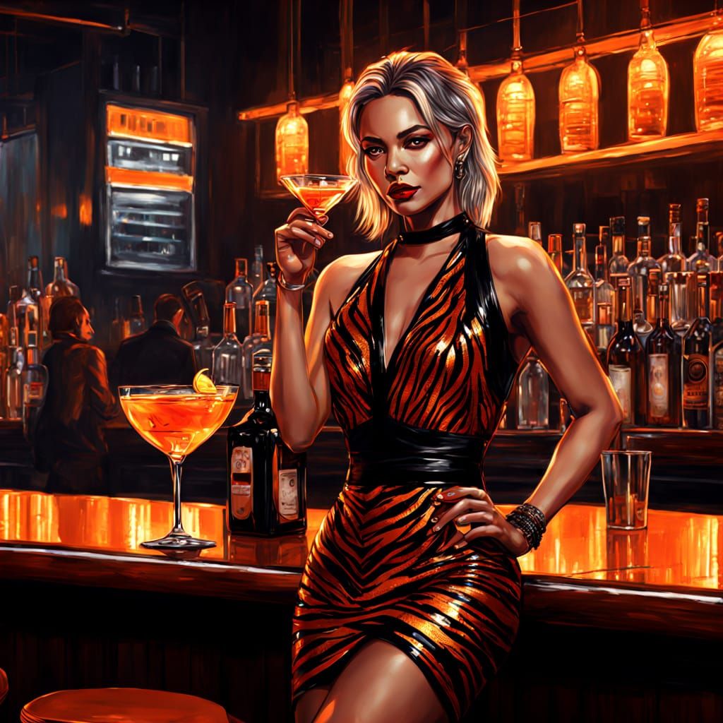 Sultry Tiger Woman in Zebra Print Elegance