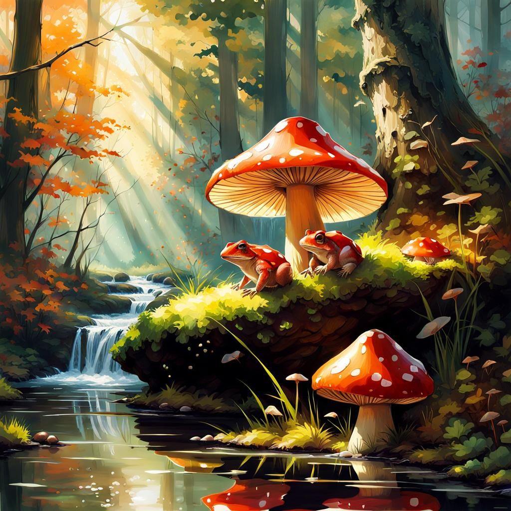 The toads' guide to woodland survival "Wear mushroom camouflage"