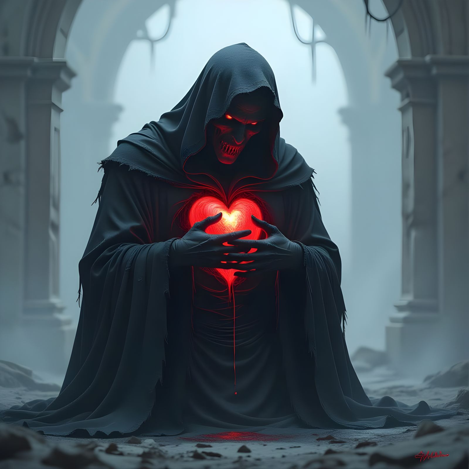 Demon Devours Human Heart in Gruesome Scene