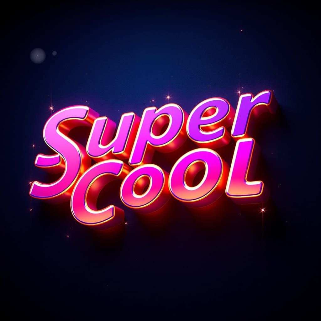 Glowing Neon Text in a Futuristic, Sparkling Environment