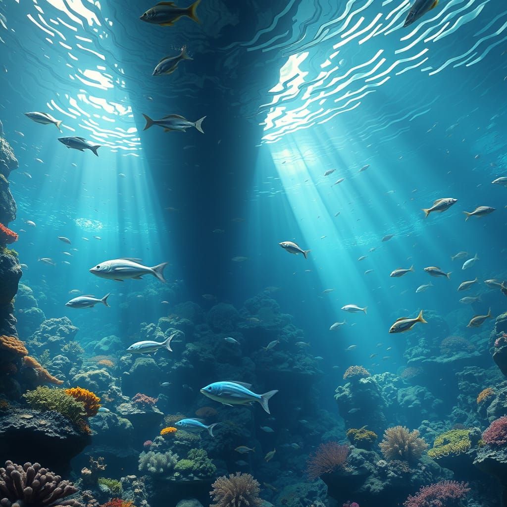 Ethereal Underwater Scene in Vibrant Coral Reef