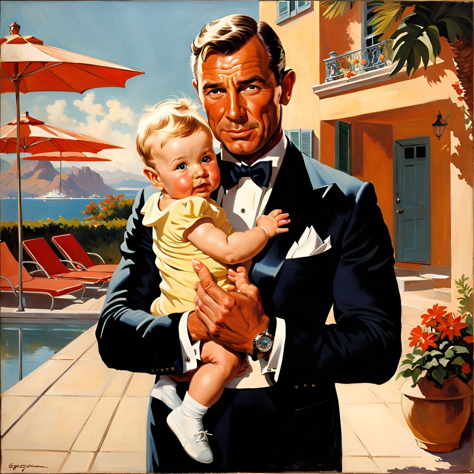 James Bond as a Father, Golden Age Illustration
