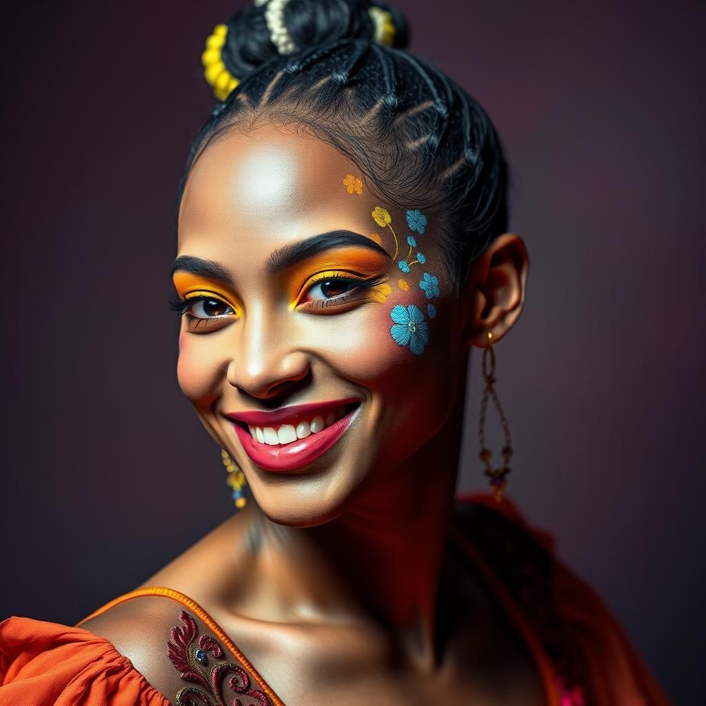 Radiant Dancer Portrait in Art Nouveau Style