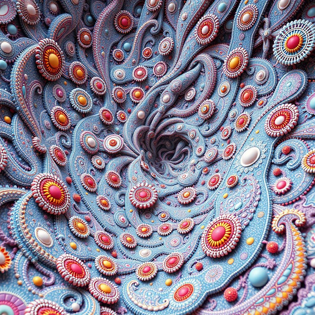 Surreal 3D Paisley Landscape in Pastel Colors