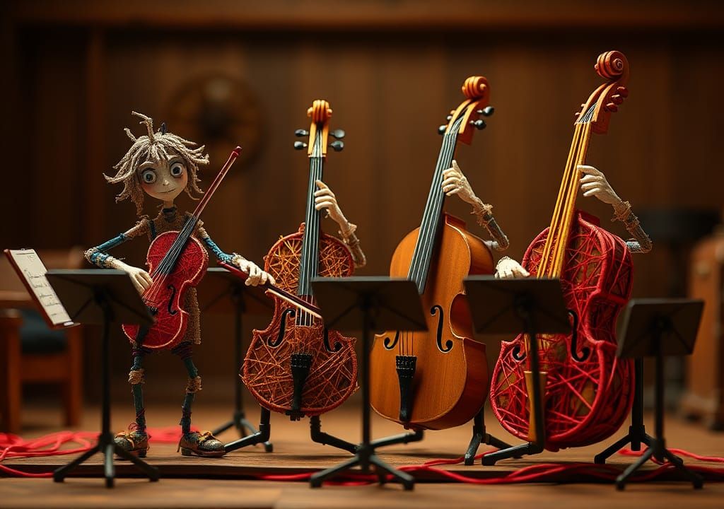 String Animation Characters Playing Instruments