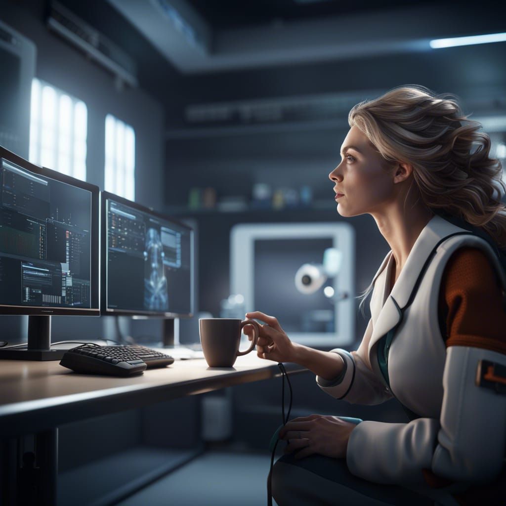 Medical Student at Electron Microscope: 3D Game Cinematic