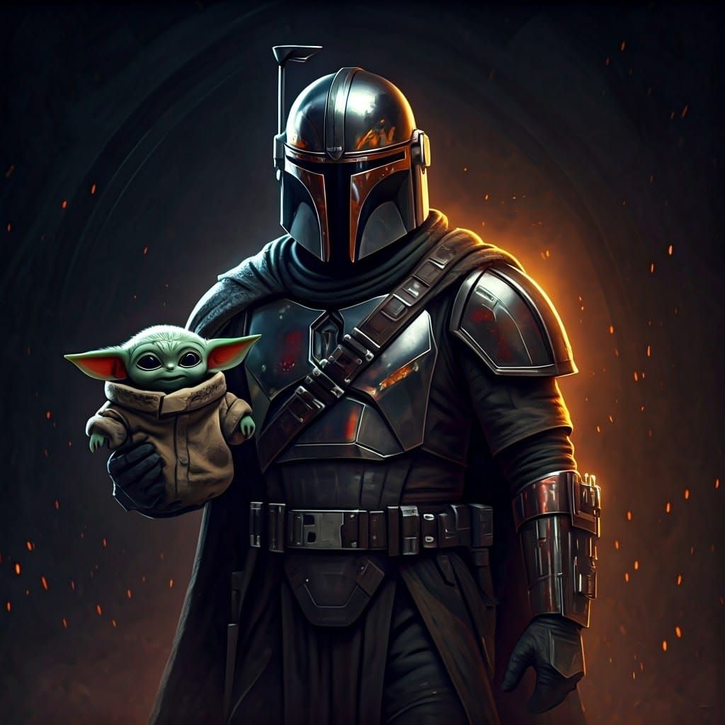 Din Djarin and Grogu: Dark Fantasy Concept Art