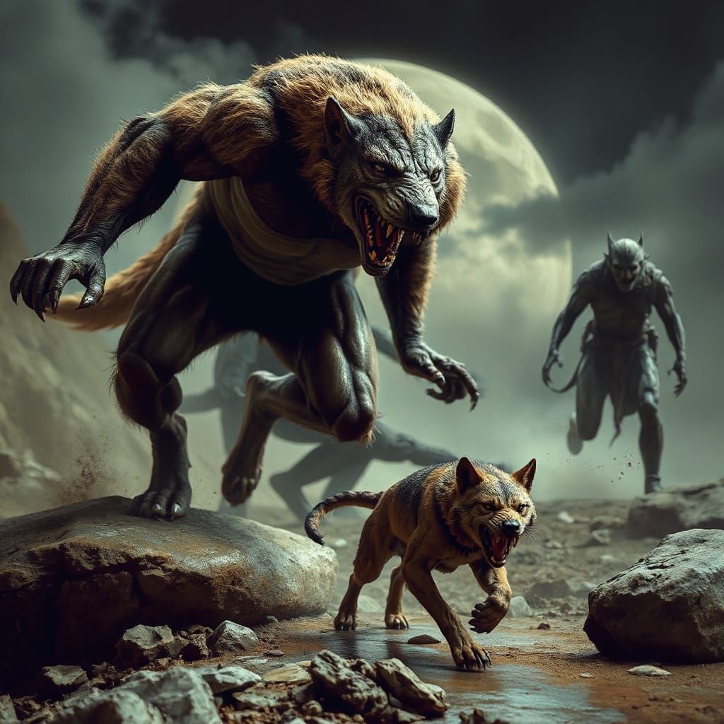 Werewolf and Companion Charge into Battle