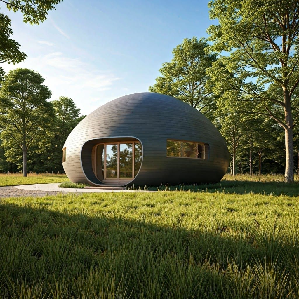 Eco-Friendly, Curved-Line House Blends into Serene Nature
