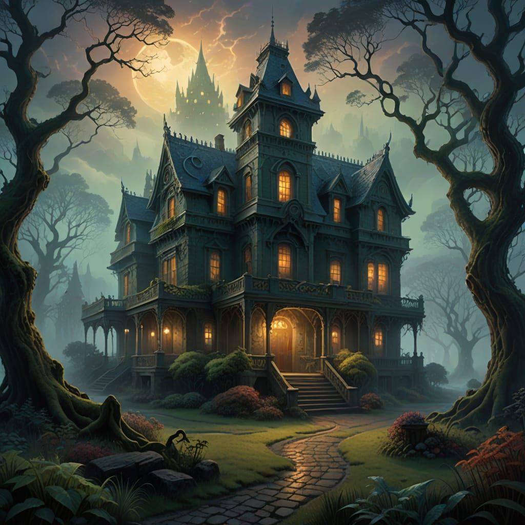 A weird mansion in the forest