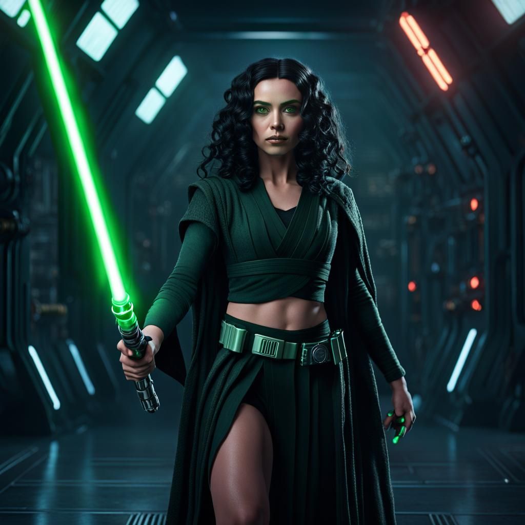 Female Jedi Master Teaching Apprentice, Detailed Digital Art