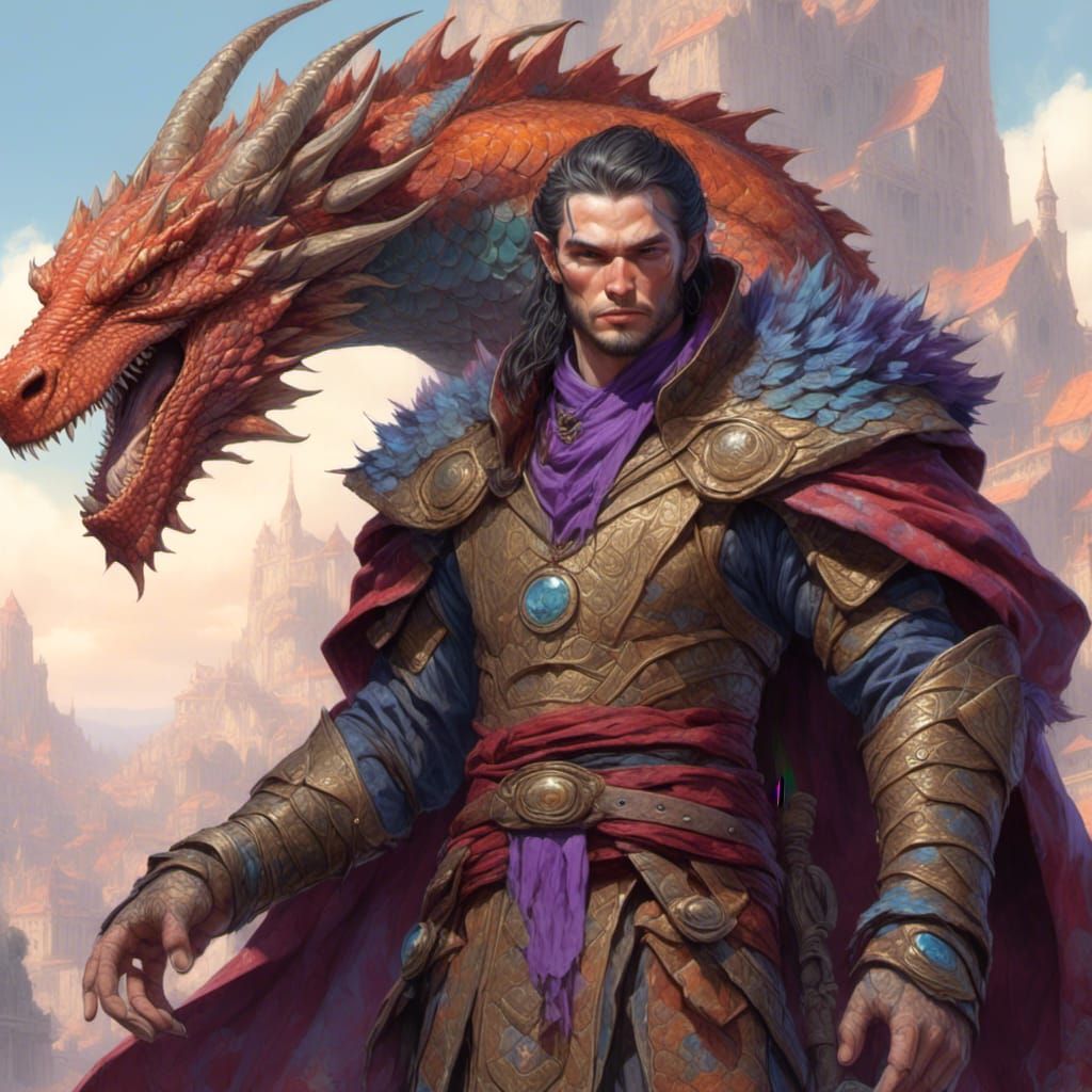 Dragon Humanoid Monk in Detailed Fantasy Art