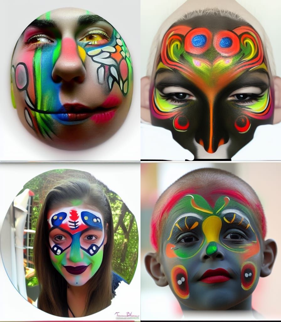 Abstract Face Painting in Avant-Garde Style