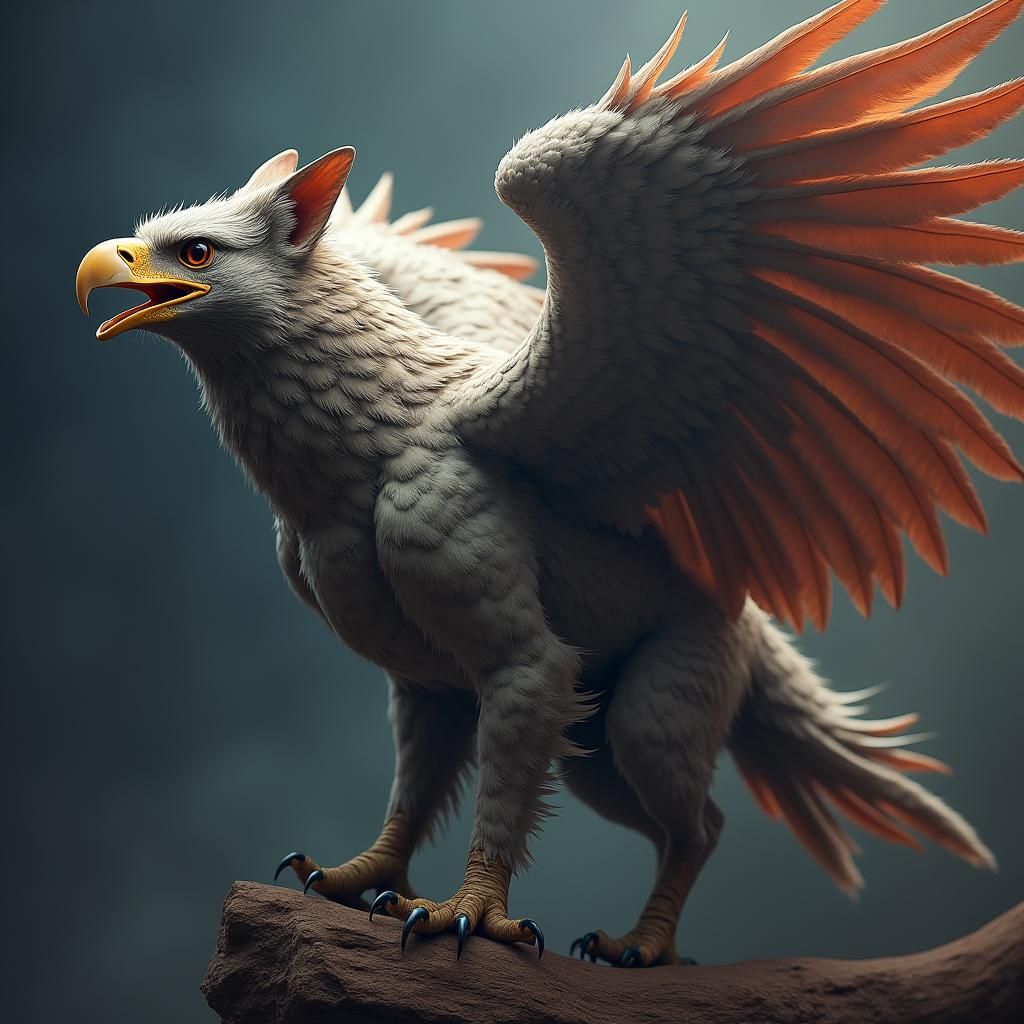 Eagle Face Wolf Body Mystical Creature in Matte Painting