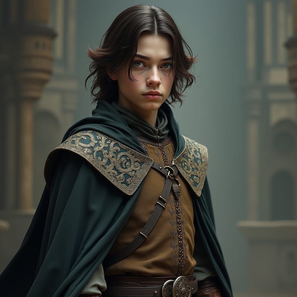 Detailed Portrait of Boy in Medieval Attire