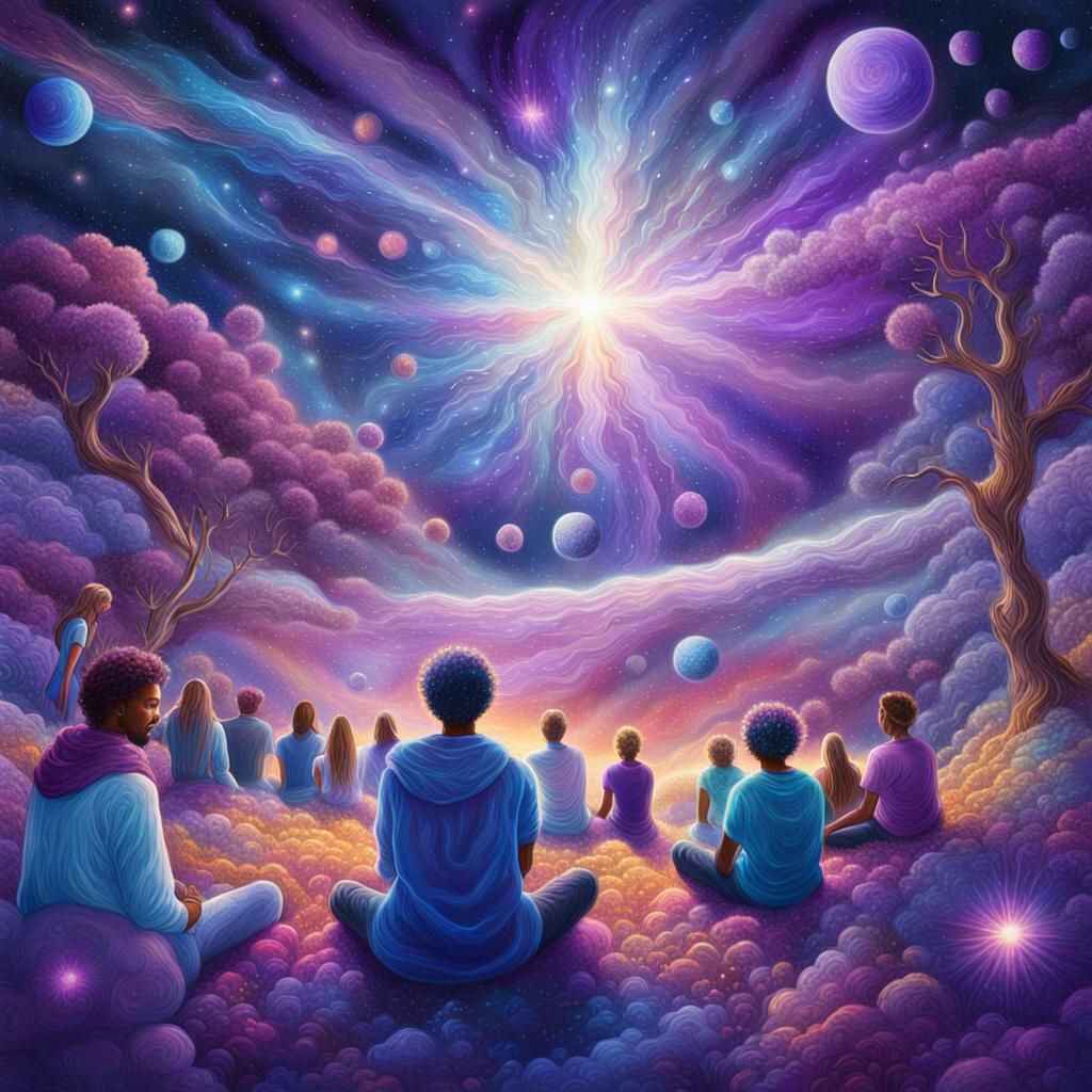 Dreamlike Cosmic Illustration with Stardust and Vibrant Colo...