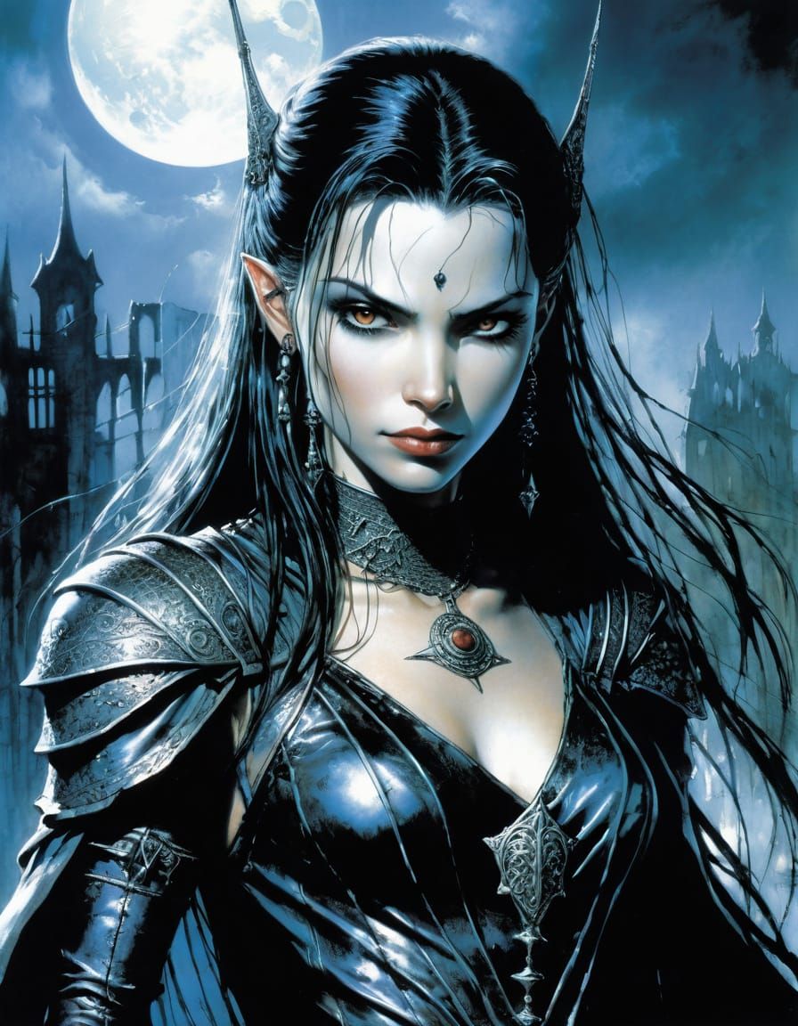 Dark Gothic Vampire Women in Cyberpunk Style