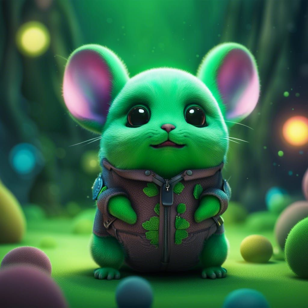 Cute Green Alien Plush Chinchillas in Toyroom