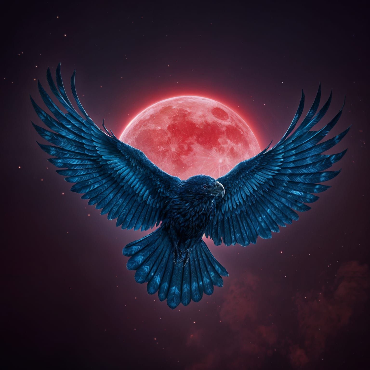 Surreal Dark Fantasy Raven Under Blood Moon