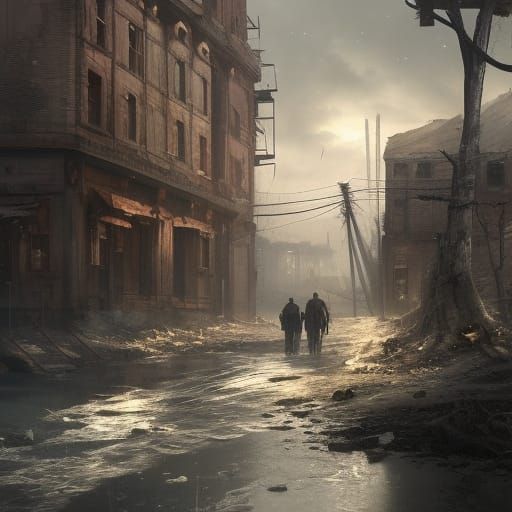 Climate Change Ghost Town: Dark Fantasy Art