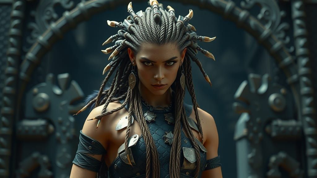 Orcish Warrior in Tribal Stronghold, Hyperreal Masterpiece