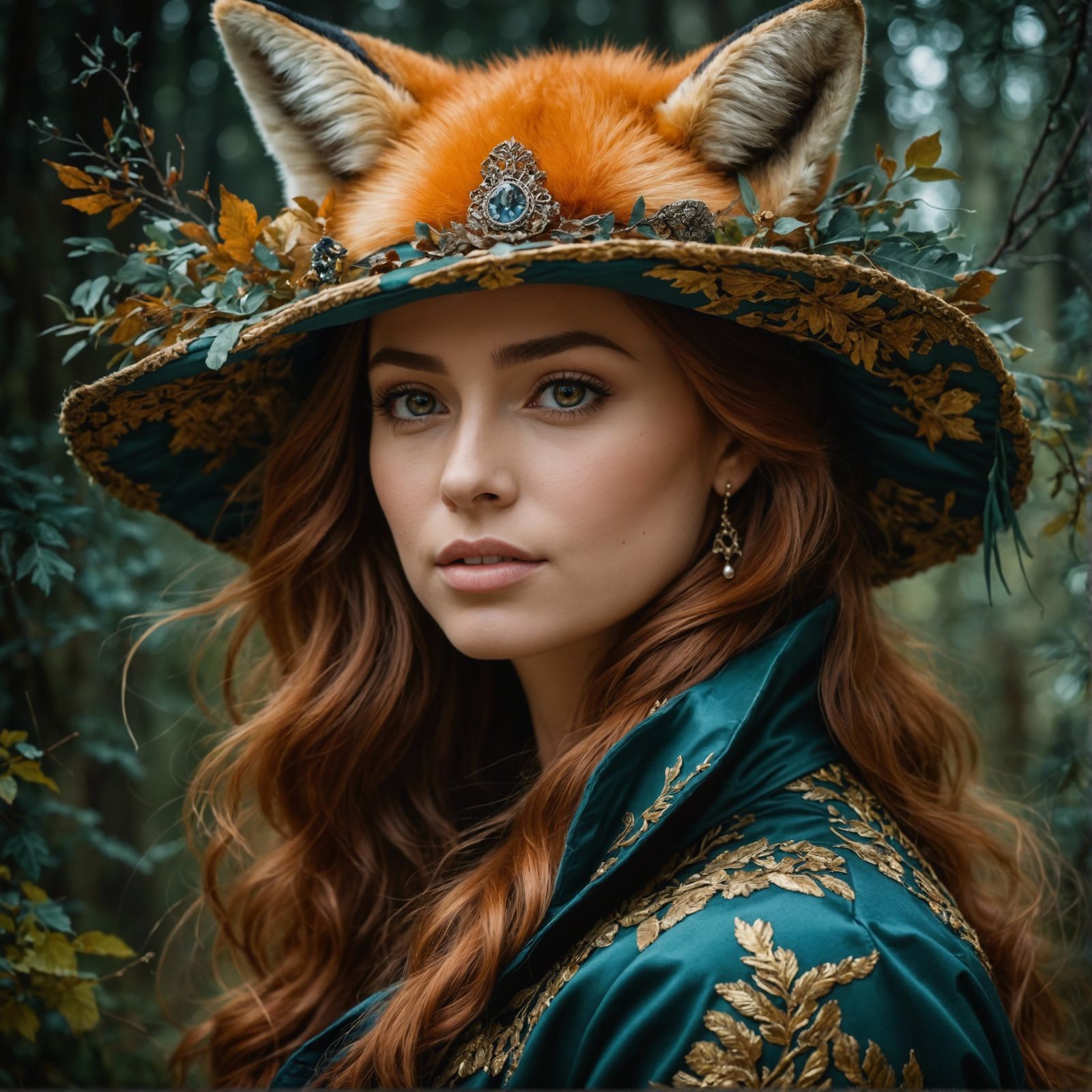 Fox Portrait in Romantic Fantasy Style