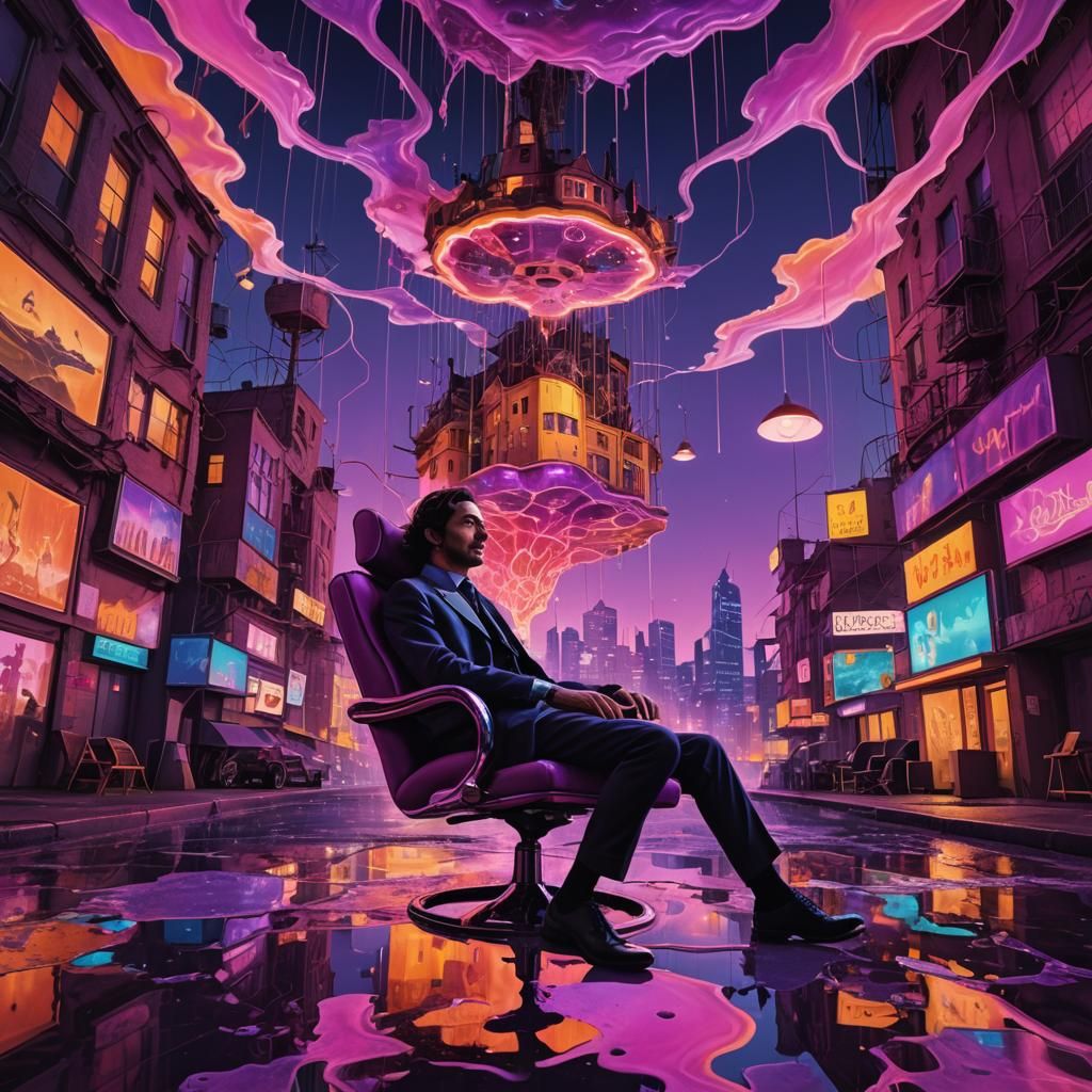 Surreal Dreamscape in Psychedelic Digital Art Style