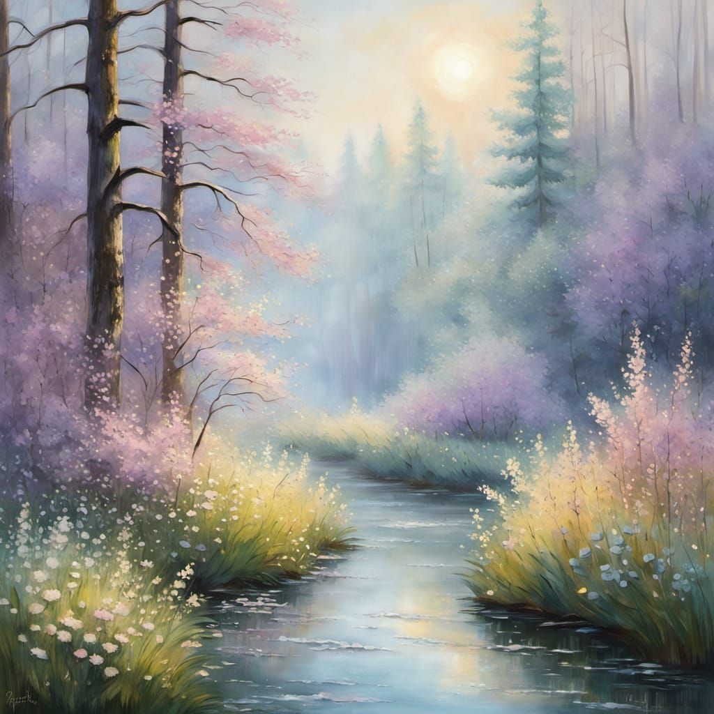Spring forest in early spring