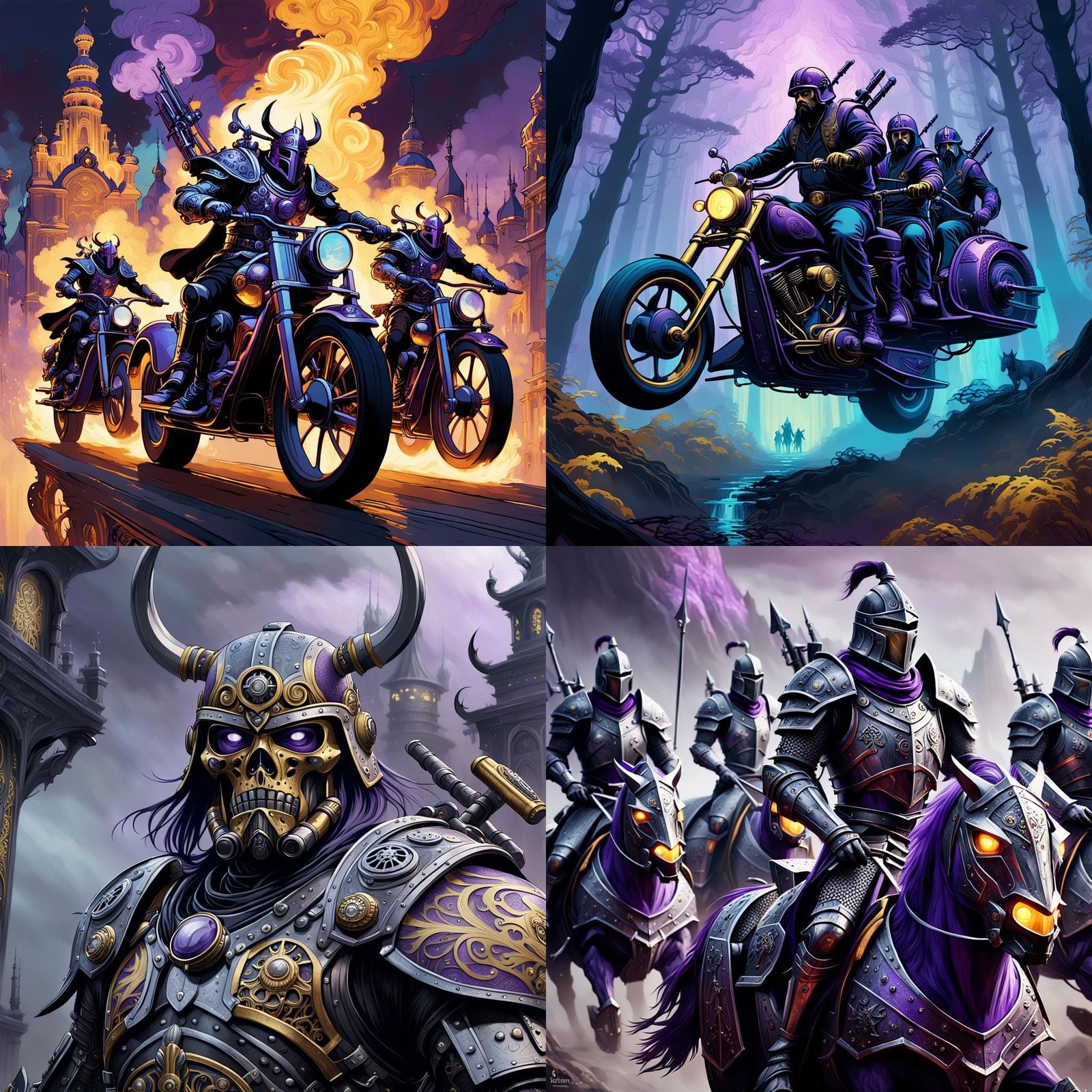 Modern Nine Worthies on Chopper: Dark Fantasy Art