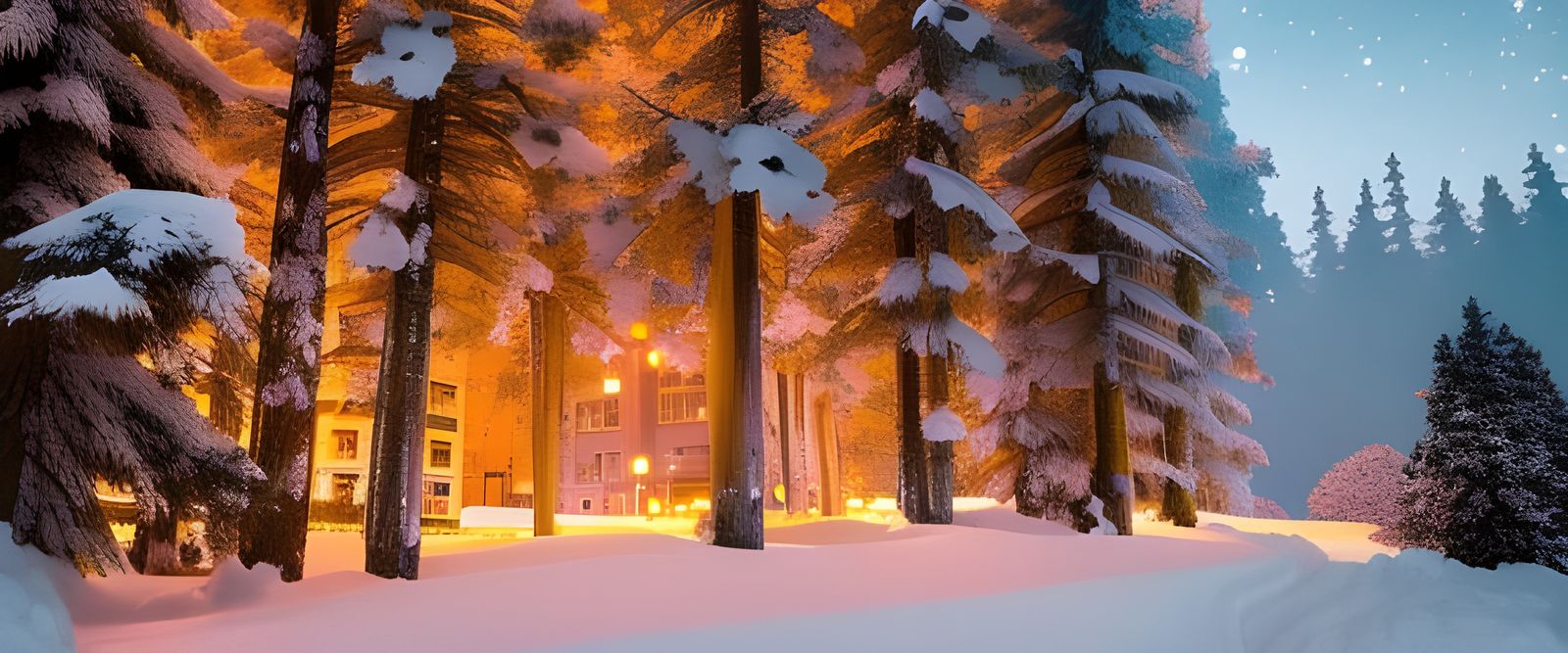 Snowy Mountain Valley in Detailed Matte Photography