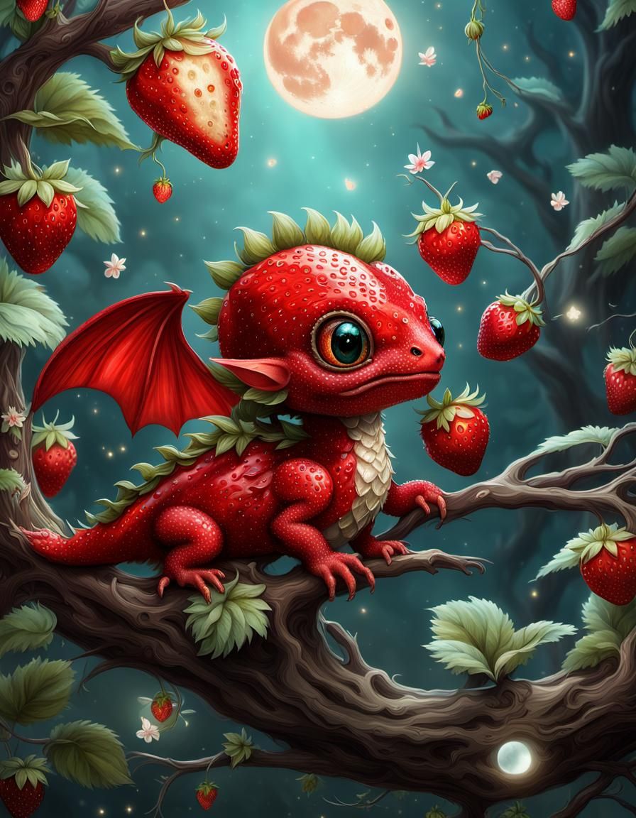 Strawberry Dragon Rococo Fantasy Art: Detailed Manga Scene