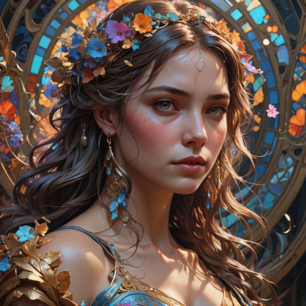 Detailed Portrait Concept Art in Triadic Colors