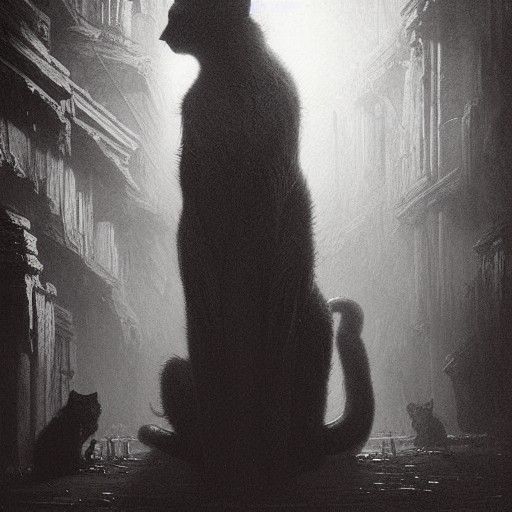 Scary Red-Eyed Cat in Horror Style