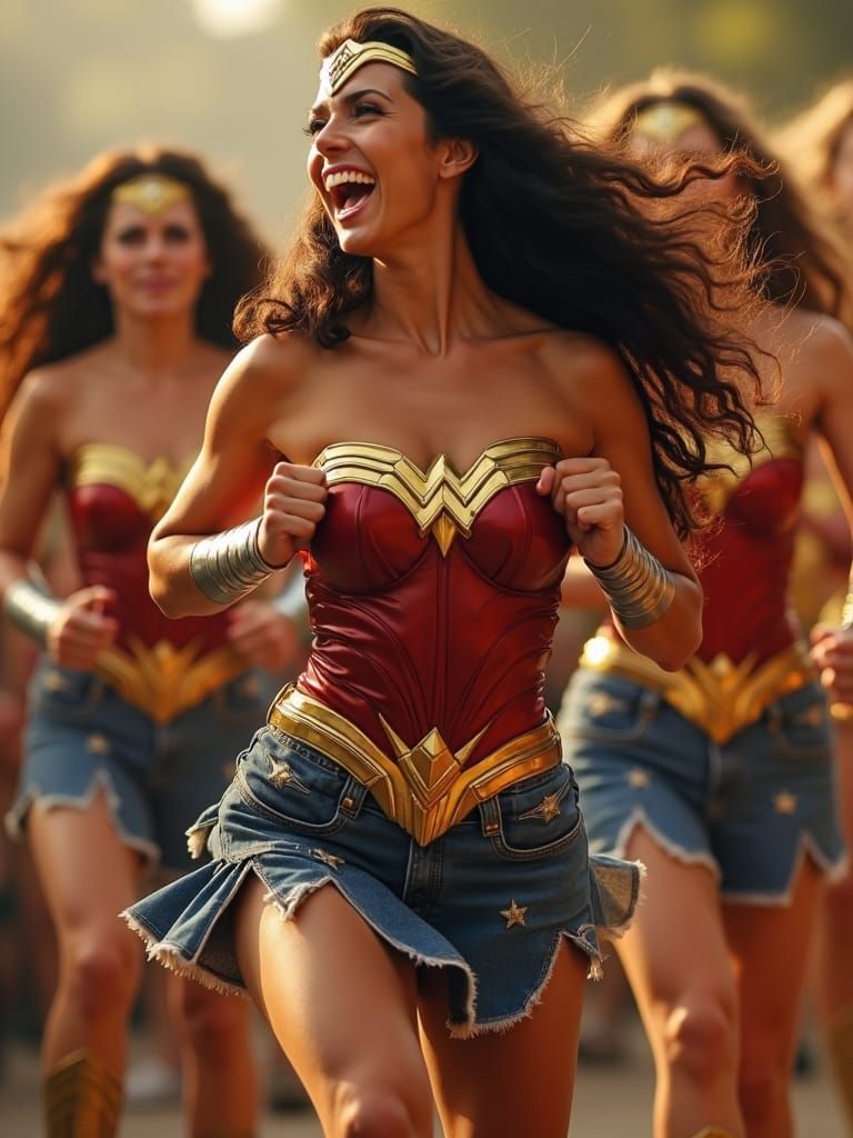 Wonder Woman Group Dancing: A Lively Scene