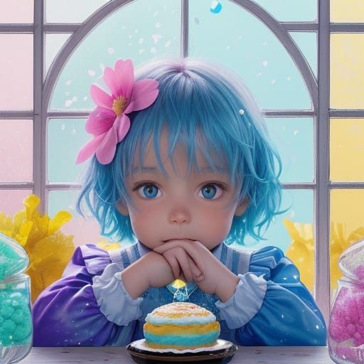 Surreal Child Leaps Through Window into Whimsical Candy Wond...