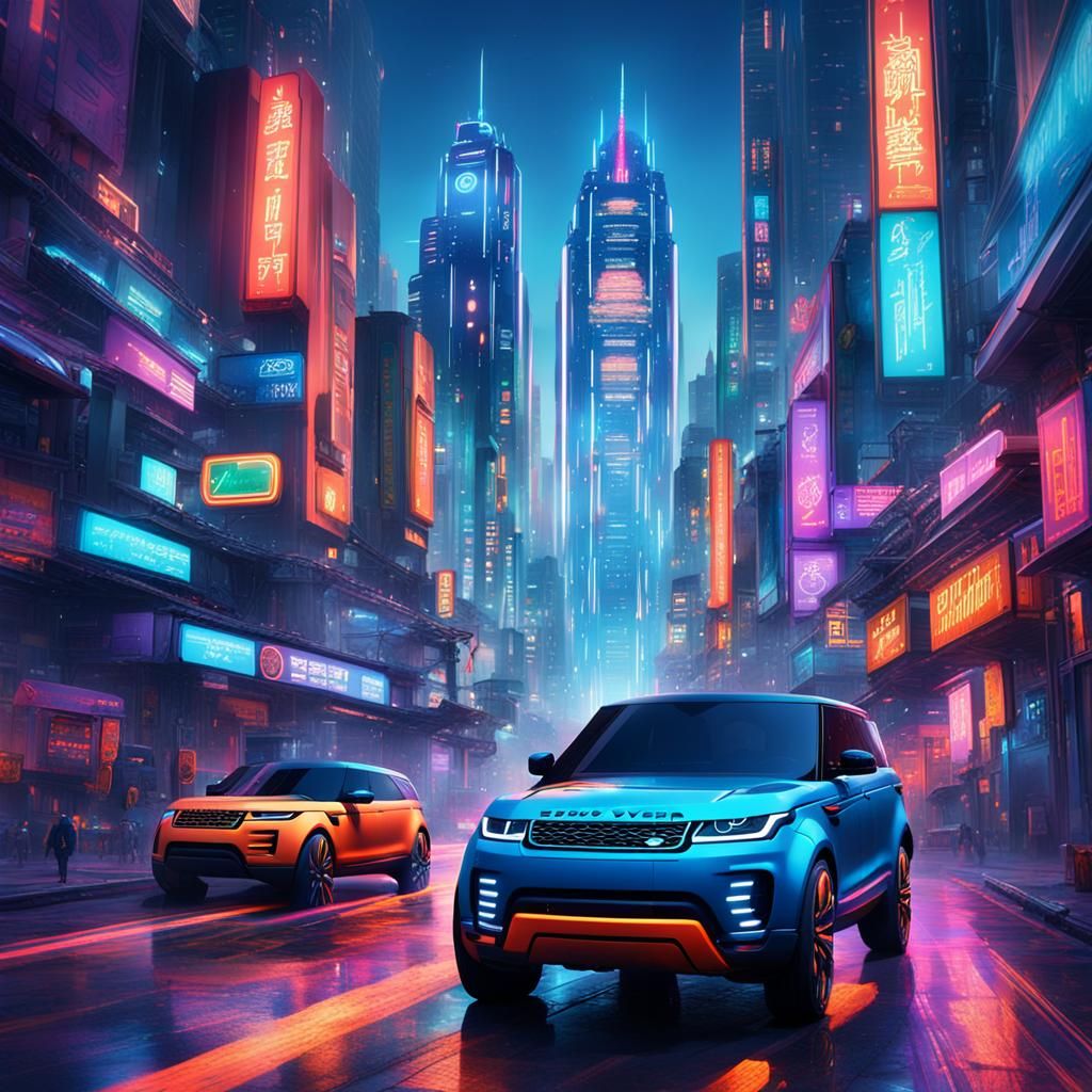 Futuristic Land Rover Speeds Through Neon Seoul