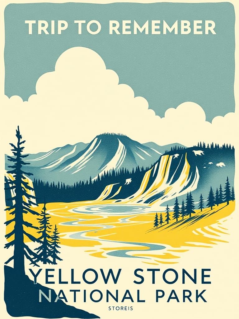 Vintage Travel Poster of Yellowstone National Park