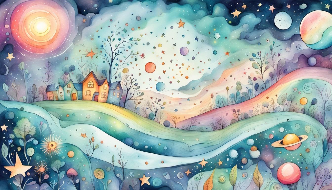 Chaotic Notebook Doodles in Watercolor Style