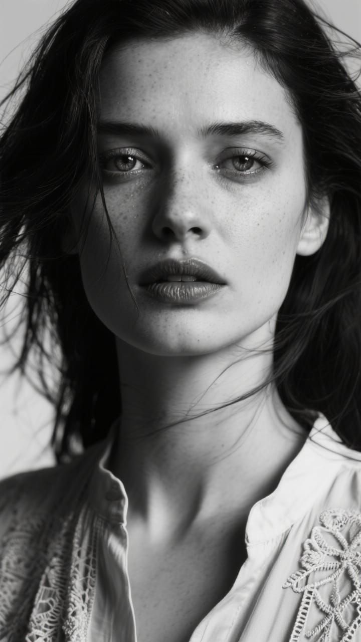 Dramatic Black and White Portrait of a Woman