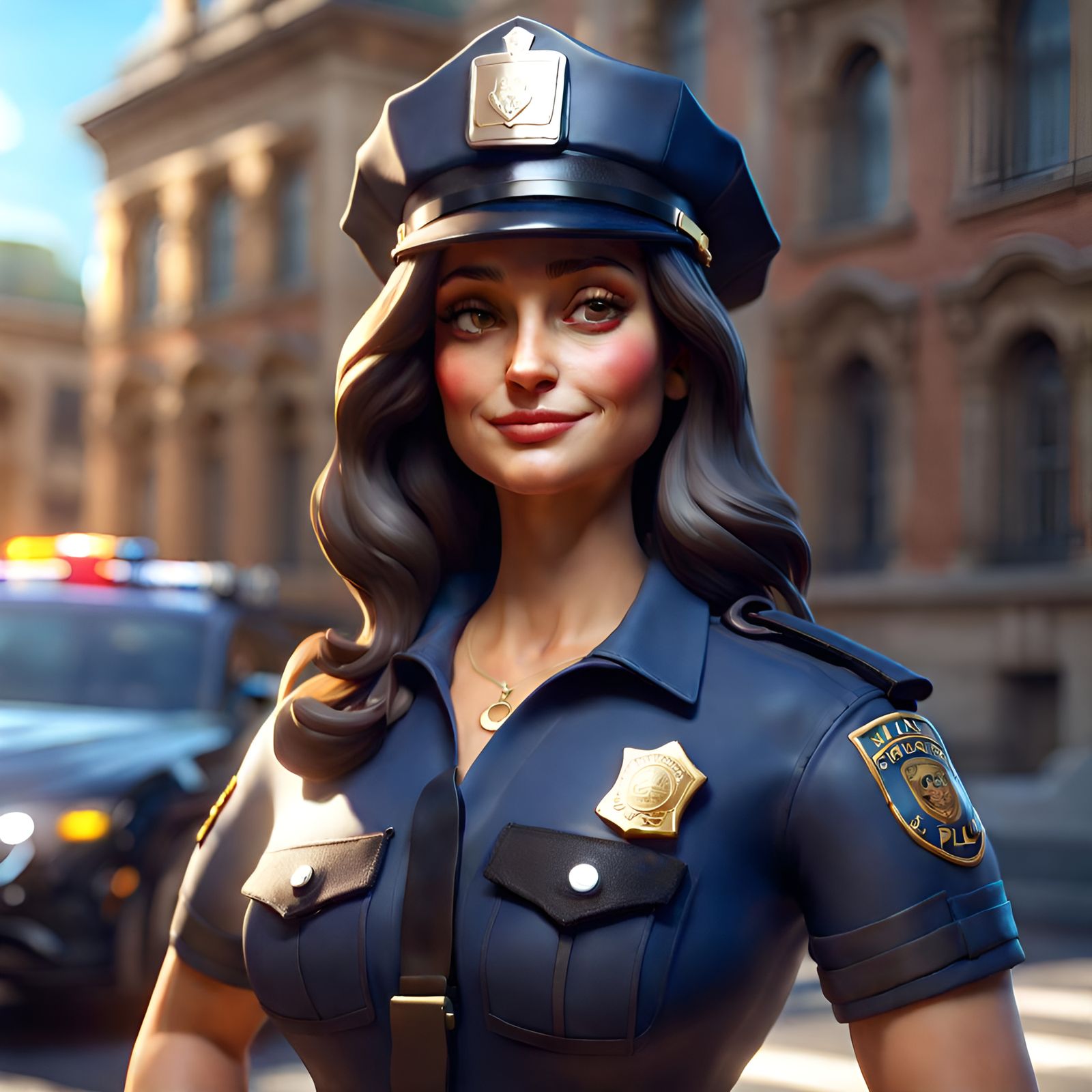 Mona Lisa as Police Officer, 3D Digital Art
