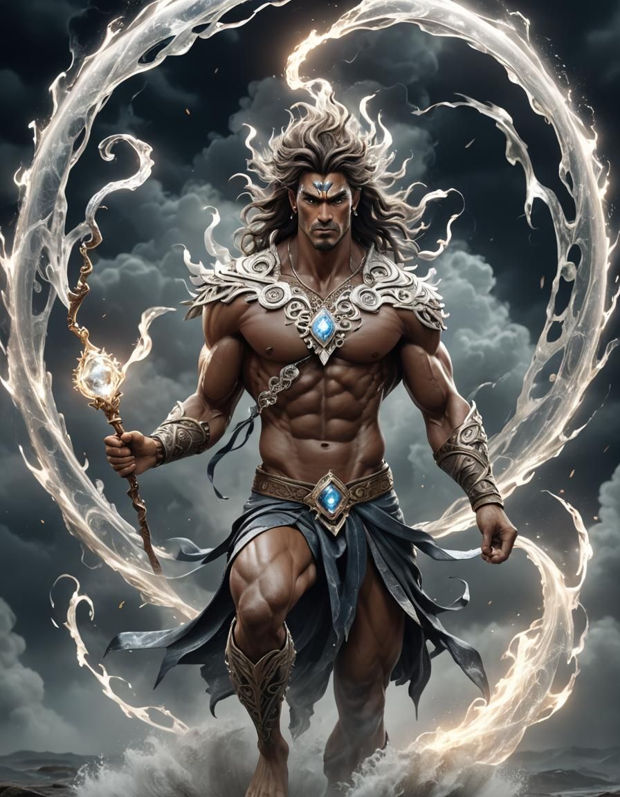 Hunky Wind Spirit with Diamond Staff as Digital Art