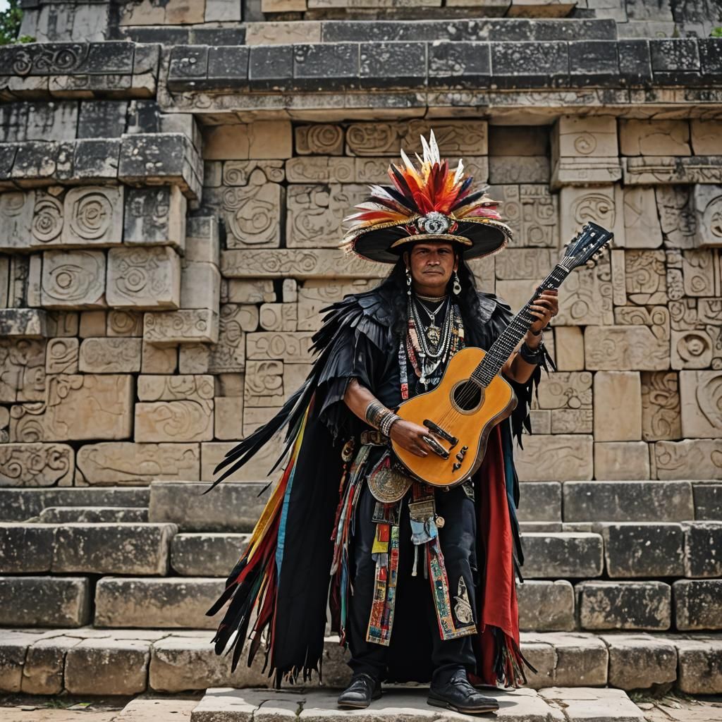 Mayan Warrior Guitarist at Chichen Itza